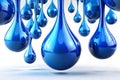 3D blue glossy paint drop blobs