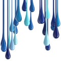 3D blue glossy paint drop blobs