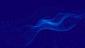 Wave 3d. 3D blue glowing abstract background. Abstract background with a dynamic wave. Big data visualization. 3d rendering