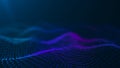 Wave 3d. 3D blue glowing abstract background. Abstract background with a dynamic wave. 3d rendering