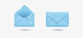 3d blue icon of a closed and open postal envelope,Visualize an email notification.3d realistic vector Royalty Free Stock Photo