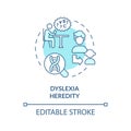 2D blue line icon dyslexia heredity concept Royalty Free Stock Photo