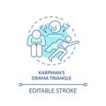 2D blue line icon karpman drama triangle concept Royalty Free Stock Photo