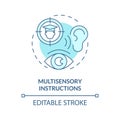 2D blue line icon multisensory instructions concept
