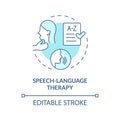 2D blue line icon speech language therapy concept