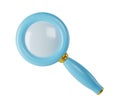 3d blue magnifying glass icon isolated with clipping path. Render minimal loupe search icon for finding, reading