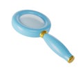 3d blue magnifying glass icon isolated with clipping path. Render minimal loupe search icon for finding, reading