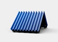 3d Blue Metallic Roof Sheet Corrugated Galvanised Iron For Roof On White Background, 3d Illustration