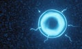 3D Blue microscopic sperm and egg cell