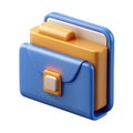 3d blue and orange folder icon isolated on transparent background Royalty Free Stock Photo