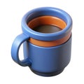 3d blue and orange mug with handle isolated on transparent background Royalty Free Stock Photo