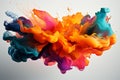 3d blue orange paint volumetric explosion blot in air or liquid water isolated cutout png Royalty Free Stock Photo