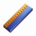 3D Blue and Orange Rectangular Harmonica for Musical Instrument Design and Creative Illustrations Royalty Free Stock Photo