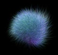 3d blue purple hairball on black Royalty Free Stock Photo