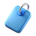 3d blue rectangular tag with metal ring isolated on transparent background Royalty Free Stock Photo