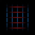 3d blue and red fading neon light elements, lines, dots, grid on black background. Futuristic abstract pattern. Royalty Free Stock Photo