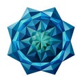 3D Blue Sapphire Flower Origami Mandala Style, 8-pointed Geometric Shape