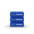 3D blue server, front view. Autonomous performance of tasks. Renting server for mining Royalty Free Stock Photo