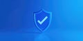 3D Blue Shield with Checkmark A Visual Representation of Robust Cybersecurity and Digital Protection Royalty Free Stock Photo