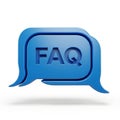 3D Blue Speech Bubble with FAQ Text and Shadow on White Background Frequently Asked Questions Royalty Free Stock Photo