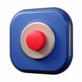 3D Blue Square Button with Vibrant Red Center on Transparent Background for Interface Design Royalty Free Stock Photo
