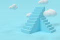 3d blue stairs with clouds.