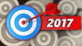 3d blue target with 2017 year sign