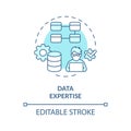 2D blue thin line data expertise icon concept