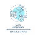 2D blue thin line icon math proficiency concept