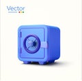 3d blue vault or Safe box in minimal style, isolated on background. Concept for saving, keeping money, bank, storage