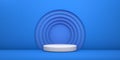 3d blue vectorial round podium, pedestal or platform, background for products