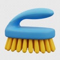 3d blue and yellow toothbrush with soft bristles isolated on transparent background Royalty Free Stock Photo