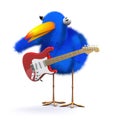 3d Bluebird plays electric guitar