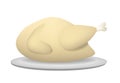 3D Boiled chicken side view on plate, vector Royalty Free Stock Photo