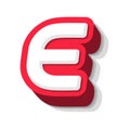 3D bold funny letter E, heavy type for modern super hero monogram, prize logo, comic graphic, fun and cool poster and