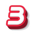 3D bold funny number 3, heavy type for modern super hero monogram, prize logo, comic graphic, fun and cool poster and