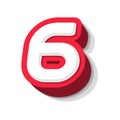 3D bold funny number 6, heavy type for modern super hero monogram, prize logo, comic graphic, fun and cool poster and