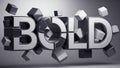 3D Bold Text with Exploding Cubes and Shattered Effect typography word Royalty Free Stock Photo