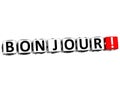 3D Bonjour block text on white background