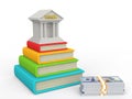 3d books and education loan concept