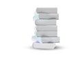 3d Books tower for Education and online class concept school study design 3d illustration isolated on a white background