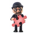 3d Bowler hatted British businessman has a piece of the puzzle Royalty Free Stock Photo