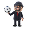 3d Bowler hatted British businessman loves football