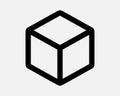 3D Box Square Cube Outline Line Shape Geometry Icon Sign Symbol