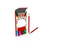 3D of a box of pencils on white background Royalty Free Stock Photo