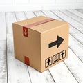 3D box with pointer delivery isolated on transparent background