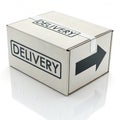 3D box with pointer delivery isolated on white background