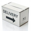 3D box with pointer delivery isolated on white background