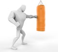 3D Boxer Training on yellow punching bag.