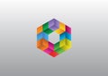 3D boxes hexagon logo design